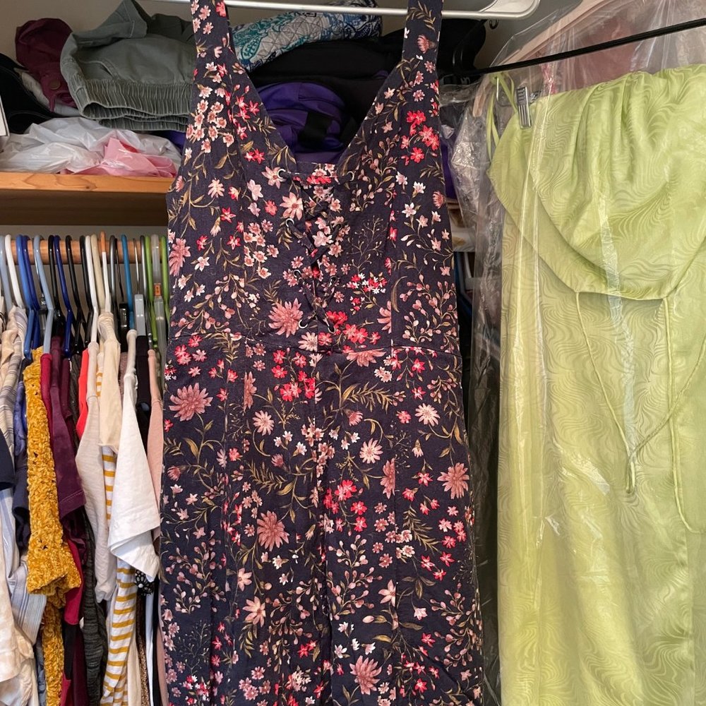 American Eagle Romper Black Floral Size XXS